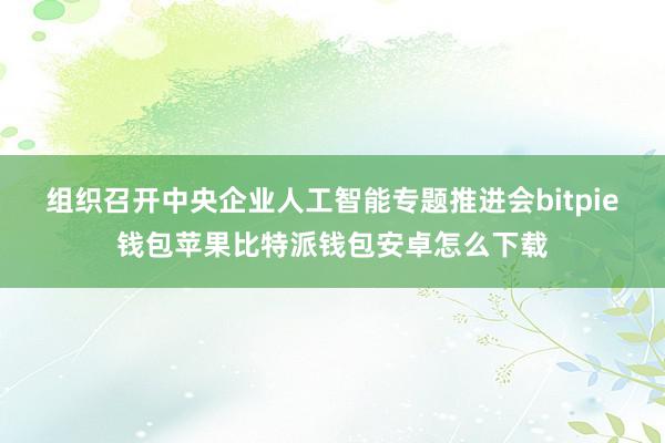 组织召开中央企业人工智能专题推进会bitpie钱包苹果比特派钱包安卓怎么下载