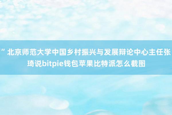 ”北京师范大学中国乡村振兴与发展辩论中心主任张琦说bitpie钱包苹果比特派怎么截图