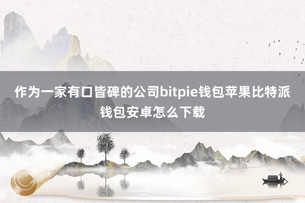 作为一家有口皆碑的公司bitpie钱包苹果比特派钱包安卓怎么下载