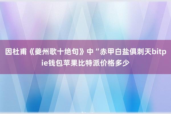 因杜甫《夔州歌十绝句》中“赤甲白盐俱刺天bitpie钱包苹果比特派价格多少