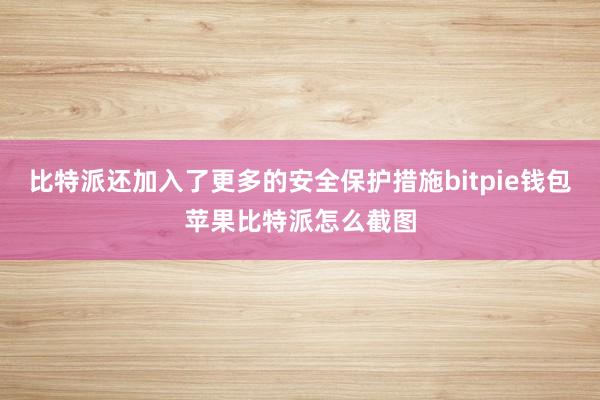 比特派还加入了更多的安全保护措施bitpie钱包苹果比特派怎么截图