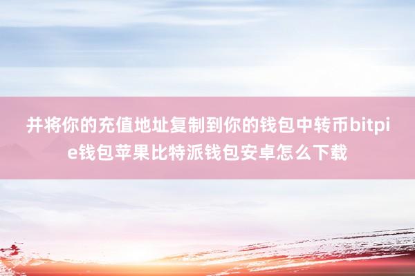 并将你的充值地址复制到你的钱包中转币bitpie钱包苹果比特派钱包安卓怎么下载