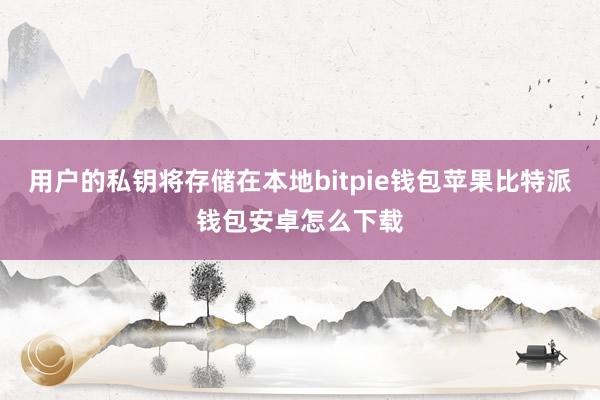 用户的私钥将存储在本地bitpie钱包苹果比特派钱包安卓怎么下载