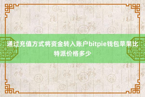 通过充值方式将资金转入账户bitpie钱包苹果比特派价格多少