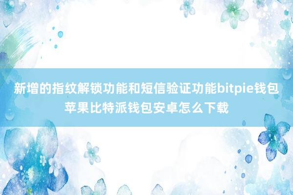 新增的指纹解锁功能和短信验证功能bitpie钱包苹果比特派钱包安卓怎么下载