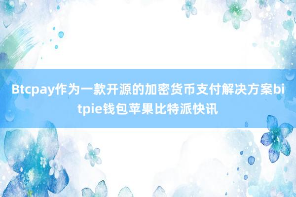 Btcpay作为一款开源的加密货币支付解决方案bitpie钱包苹果比特派快讯