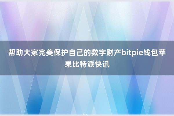 帮助大家完美保护自己的数字财产bitpie钱包苹果比特派快讯