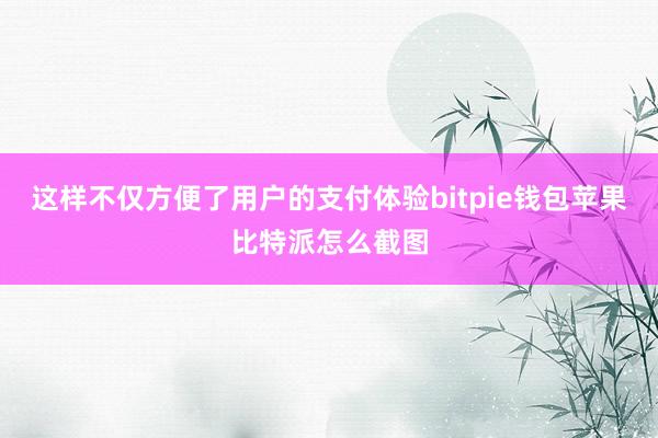 这样不仅方便了用户的支付体验bitpie钱包苹果比特派怎么截图